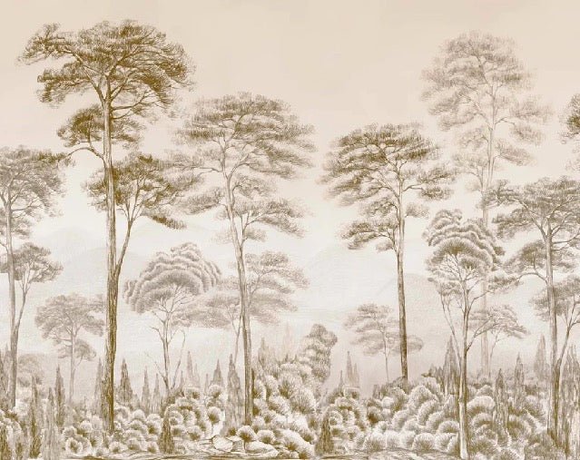 Papier peint nature pinède sépia, XXL, tendance