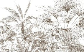 Papier peint tropical gravure monochrome, XXL, tendance