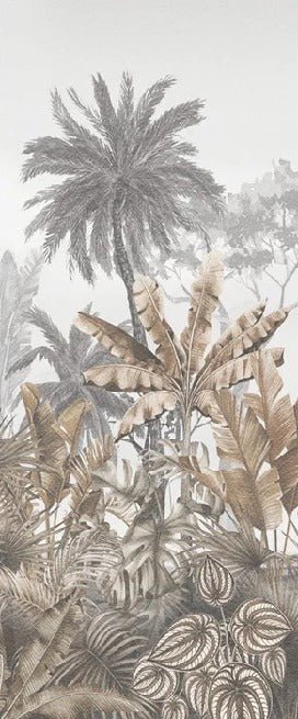 Papier peint wc tendance tropical sépia, XXL, tendance