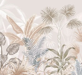 Papier peint salle de bain jungle terracotta
