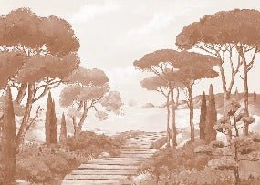 Papier peint balade dans les calanques terracotta, XXL, tendance