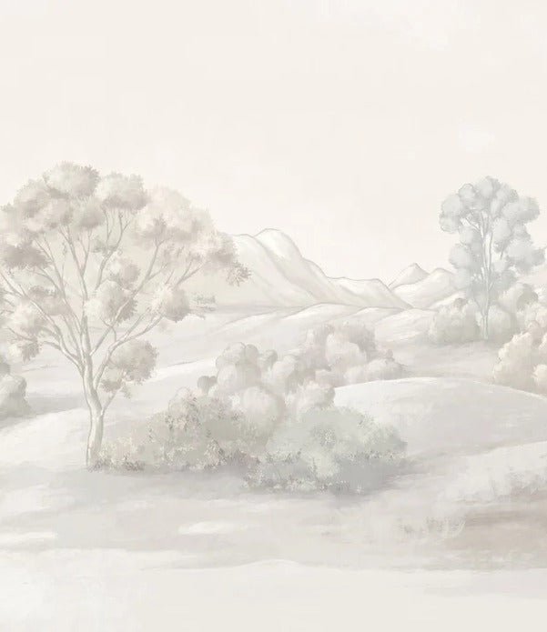 Papier peint paysage poétique sépia