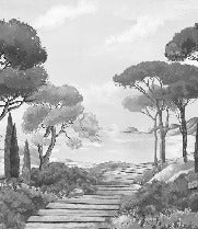 Papier peint balade dans les calanques noir et blanc, XXL, tendance