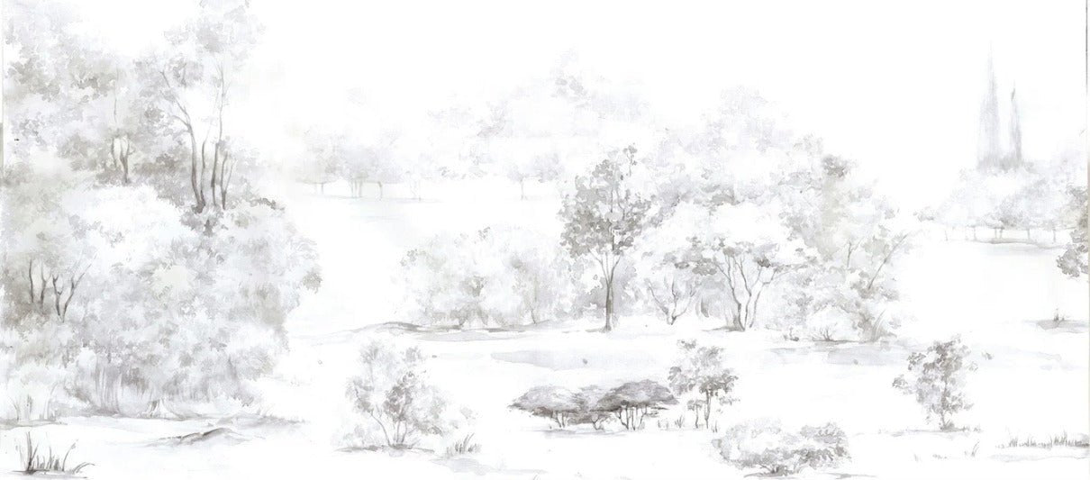 Papier peint forêt de pin aquarelle, XXL, tendance