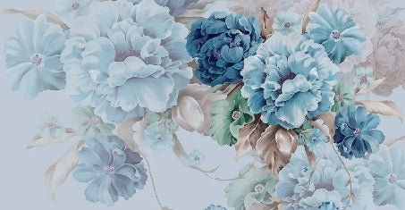 Papier peint fleurs bleues