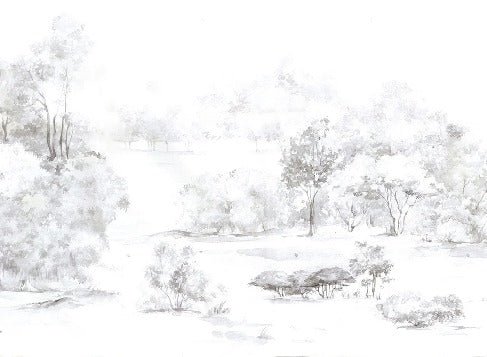 Papier peint forêt de pin aquarelle, XXL, tendance