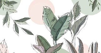 Papier peint panoramique végétal graphique vert, XXL, tendance