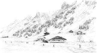 Papier peint Clusaz ski fond montagne Confins, XXL, tendance