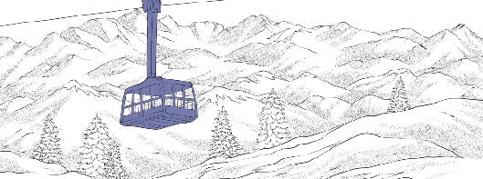 Papier peint La Plagne télécabine bleu