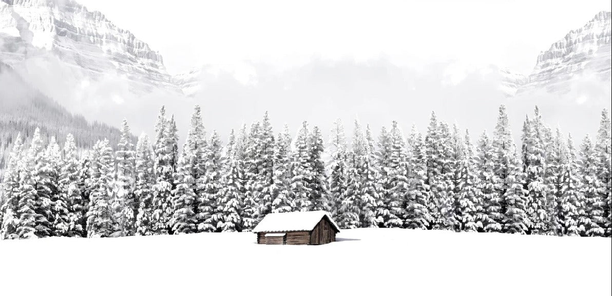 Papier peint panoramique chalet en montagne
