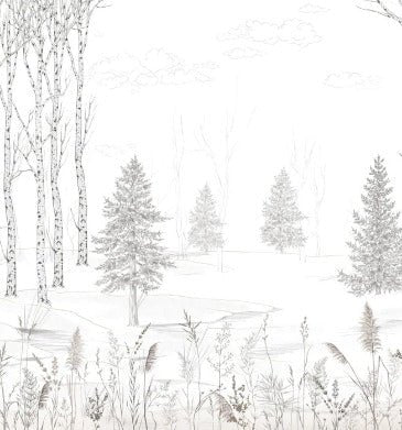 Papier peint noir et blanc douceur des bois, XXL, tendance