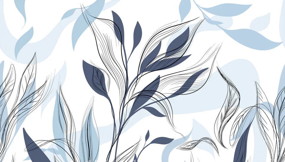 Papier peint fleur graphique bleu, XXL, tendance