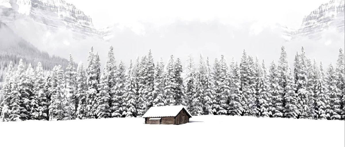 Panoramic mountain chalet wallpaper