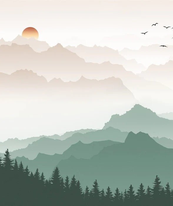 Mountain in mist wallpaper terracotta