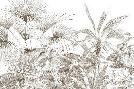 Papier peint tropical gravure monochrome, XXL, tendance