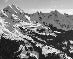 Papier peint montagne noir et blanc les Aravis