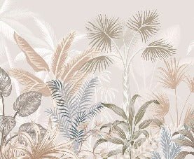 Panoramic terracotta jungle wallpaper