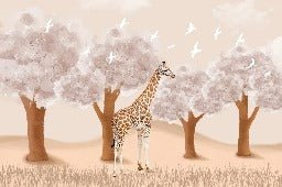 Children's bedroom wallpaper Giraffe in the Savannah