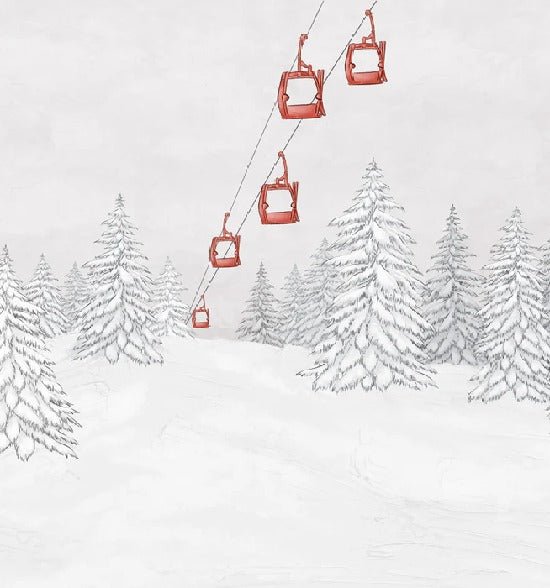 Papier peint montagne télécabine rouge, XXL, tendance