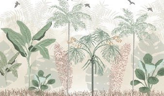 Papier peint panoramique jungle pastel