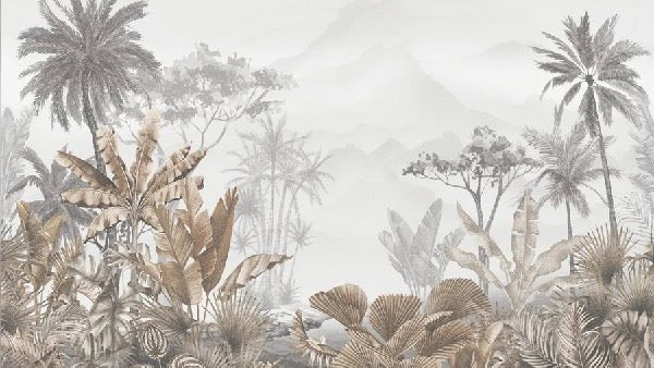 Papier peint tendance tropical sepia, XXL, tendance