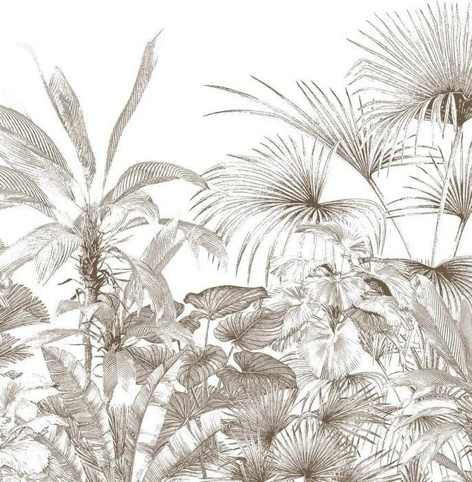 Papier peint tropical gravure monochrome, XXL, tendance