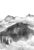 Papier peint montagne chaine des Aravis noir et blanc