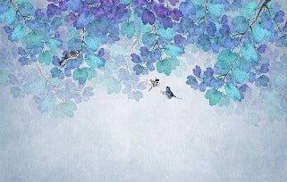 Papier peint feuille bleu