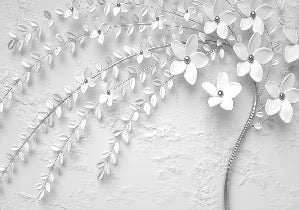 Papier peint panoramique trompe l'oeil arbre fleuri 3D, XXL, tendance