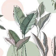 Papier peint panoramique végétal graphique vert, XXL, tendance