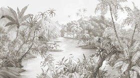 Papier peint panoramique jungle pittoresque, XXL, tendance