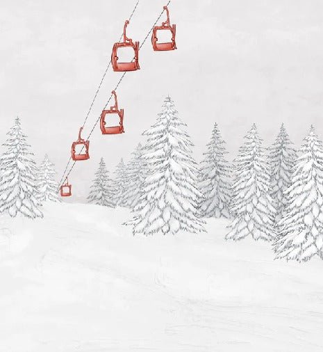 Papier peint montagne télécabine rouge, XXL, tendance