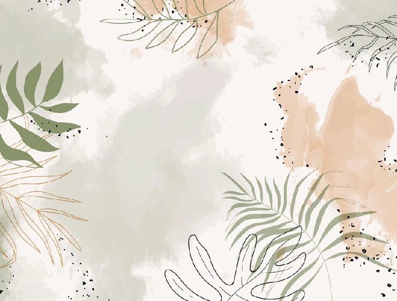 Papier peint panoramique aquarelle végétale, mural concept, tendance
