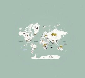 Papier peint Carte du monde en Francais enfant vert, XXL, tendance