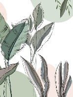 Papier peint panoramique végétal graphique vert, XXL, tendance