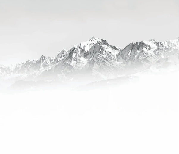 Papier peint Mont Blanc dans la brume noir et blanc