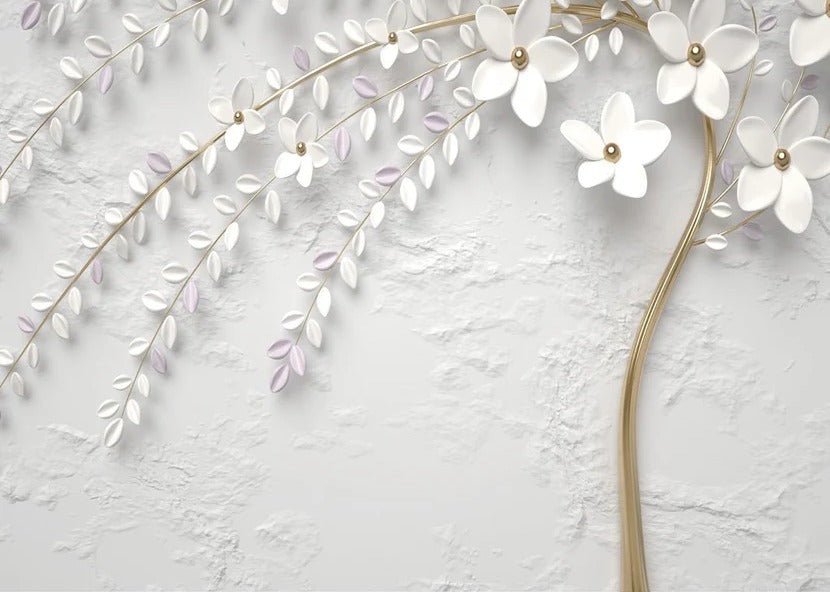 Papier peint panoramique trompe l'oeil arbre fleuri 3D, XXL, tendance