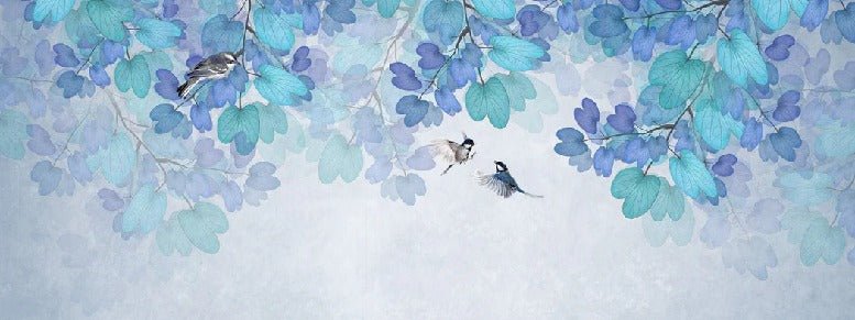 Papier peint feuille bleu