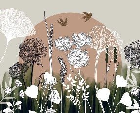 Papier peint panoramique illustration florale