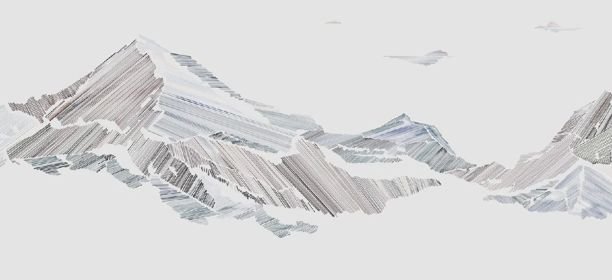 Papier peint restaurant montagne graphique style