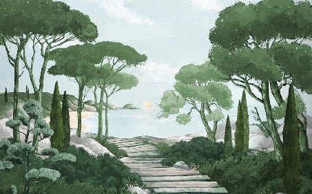 Papier peint balade dans les calanques vert, XXL, tendance