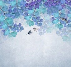 Papier peint feuille bleu
