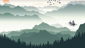 Papier peint montagne et voile sur le lac