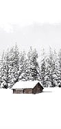 Panoramic mountain chalet wallpaper