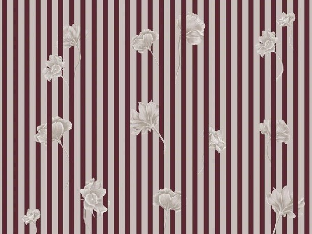 Papier peint rayure floral, XXL, tendance