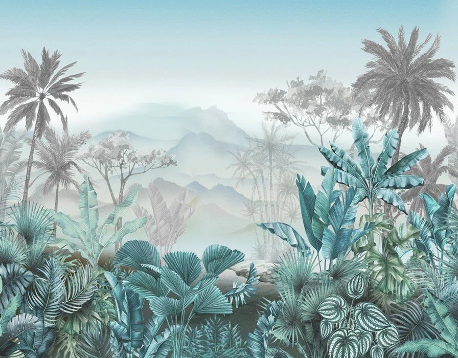 Papier peint tendance tropical bleu, XXL, tendance