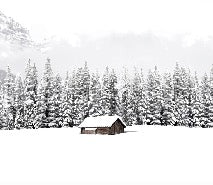 Panoramic mountain chalet wallpaper