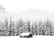 Papier peint panoramique chalet en montagne, XXL, tendance
