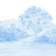 Papier peint paysage poétique bleu
