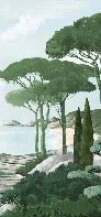 Papier peint balade dans les calanques vert, mural concept, tendance